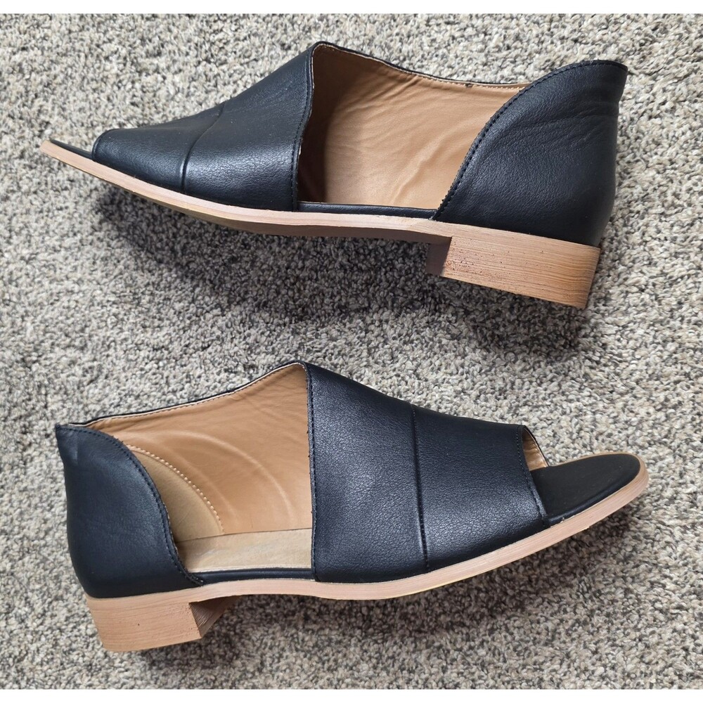 Mi.iM D'orsay Slip On Shoes Size 10  Black Leather Casual Pointed Toe Flats